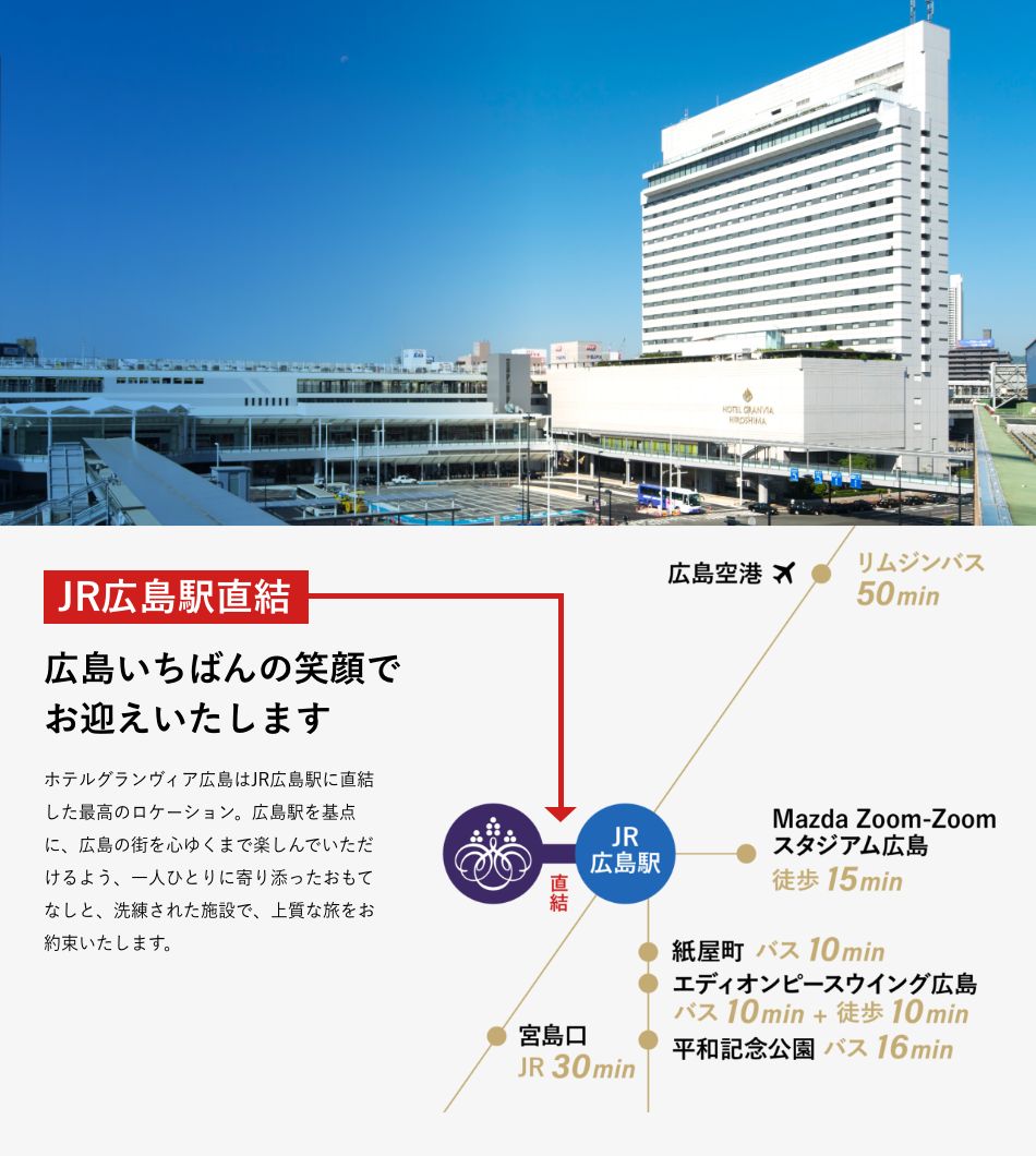 JR広島駅直結 広島いちばんの笑顔でお迎えいたします